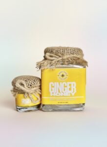 Royal Hive Ginger Honey glass jars, small and large size