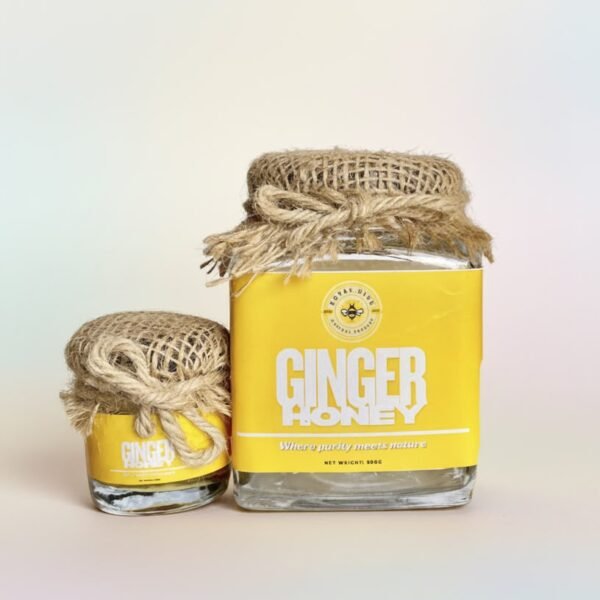 Royal Hive Ginger Honey glass jars, small and large size